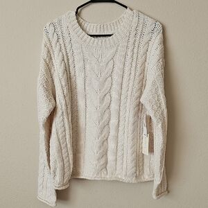Elegant Cream Cable Knit Sweater